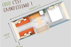 Camping près de Noirmoutier - Plan du Bungalow coco sweet  - Camping Le Bois Joli