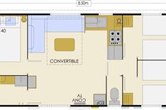 Camping Noirmoutier *** - Mobil-home Famille plan - 6 personnes - Camping Le Bois Joli