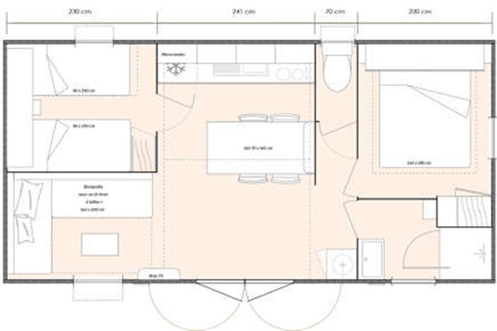 Mobil-home Détente - 4 personnes - Camping Noirmoutier plan  - Camping Le Bois Joli