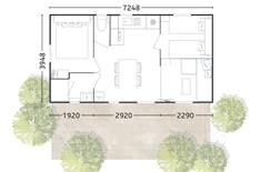 plan du mombil-home Privilège 2 chambres - Camping Le Bois Joli