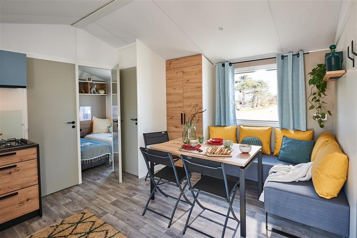 Salon séjour Mobil-home 3 chambres - Camping Le Bois Joli