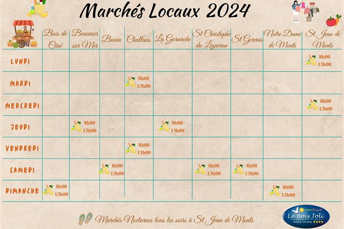 Camping Le Bois Joli - Les marchés locaux - Camping Le Bois Joli